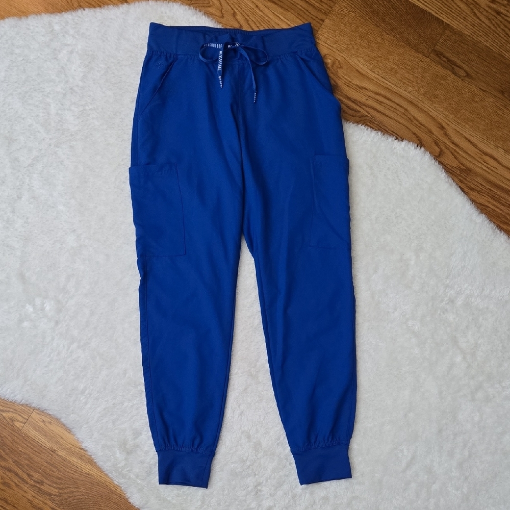 Med Couture Blue Jogger Scrub Pants, Womens Extra Small